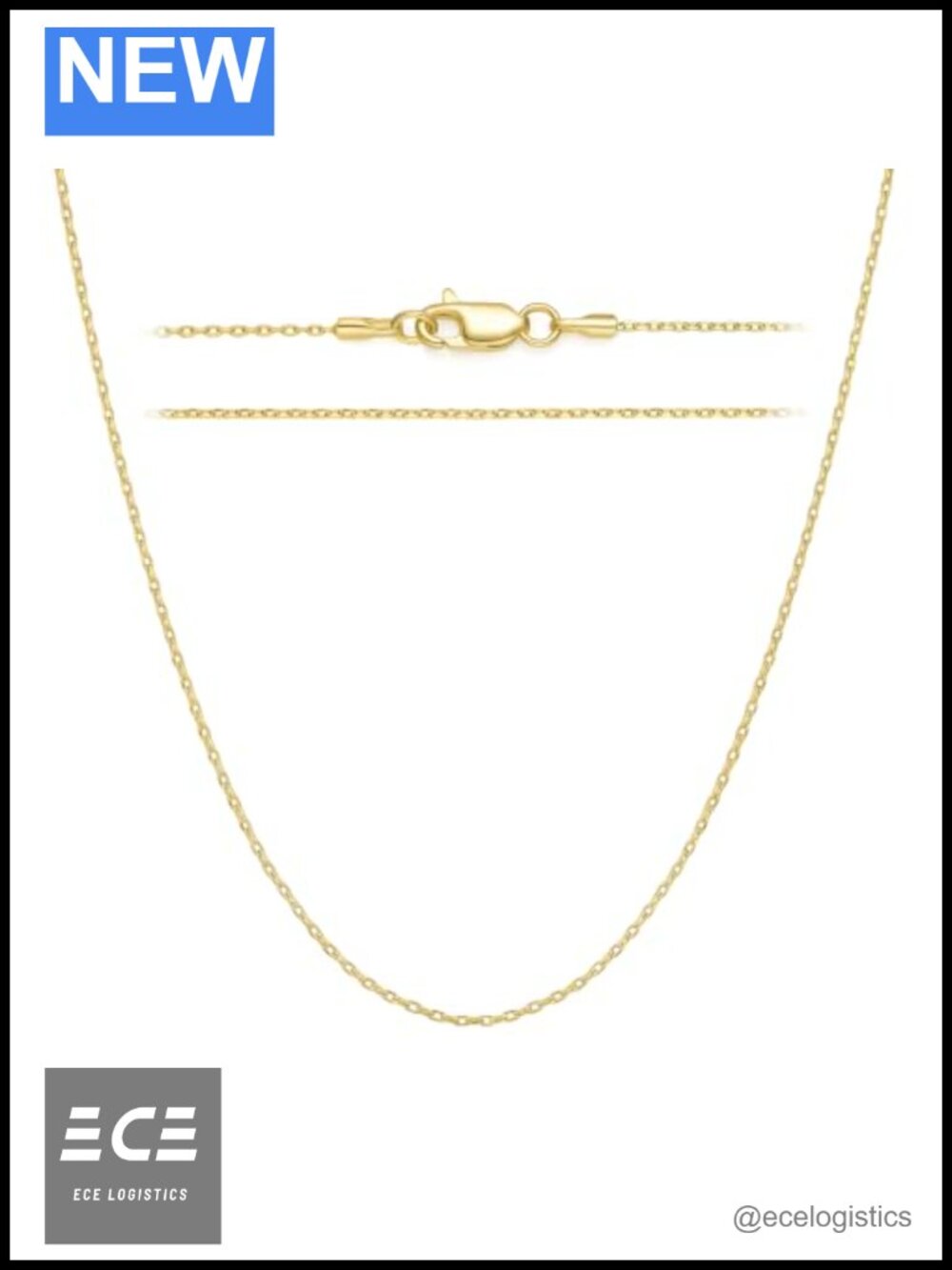 14K Gold Plated Cable Chain Necklace Womens Layering 1.2mm